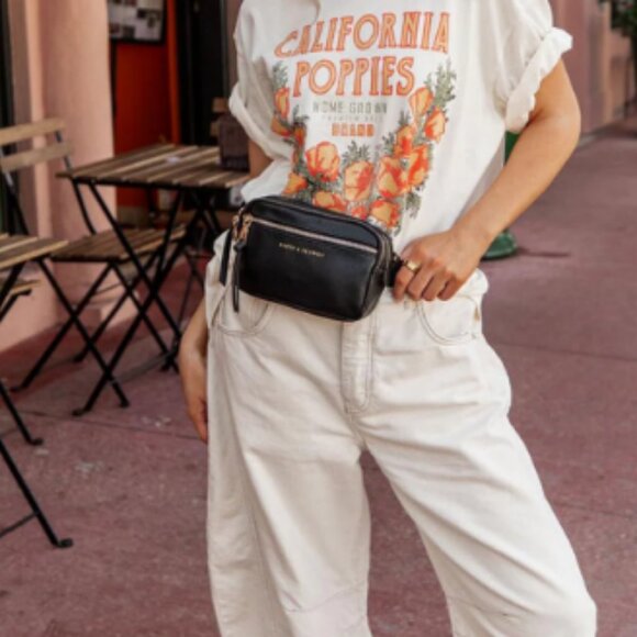 Poppy & Peonies "On The Run" Vegan Leather Belt Bag in black *NWT - Picture 8 of 16